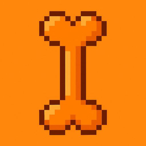 Turuncu piksel kemik.
In-Game asset.  2d.  High contrast.  No shadows