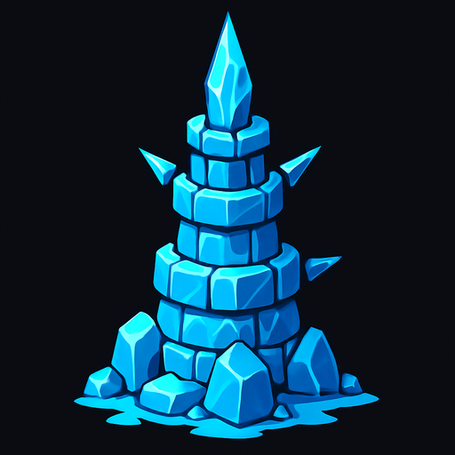 ice tower.
In-Game asset.  2d.  High contrast.  No shadows