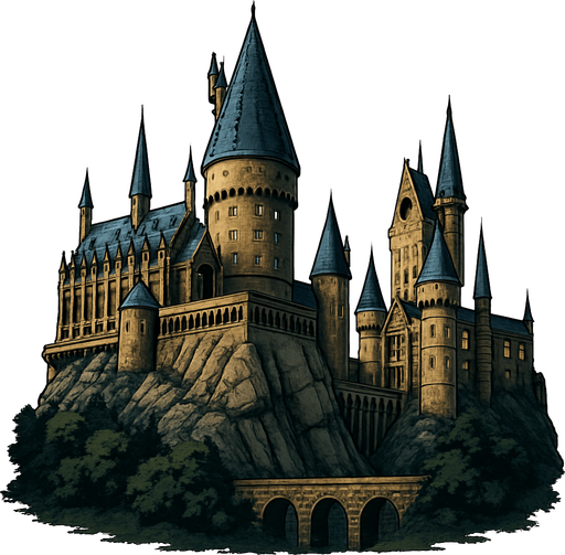Howgarts, algo realista.
In-Game asset.  2d.  High contrast.  No shadows