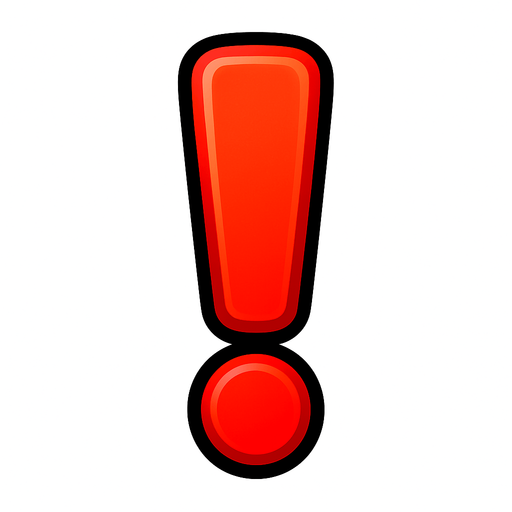 Red exclamation mark with a gradient and a stroke.
In-Game asset.  2d.  High contrast.  No shadows