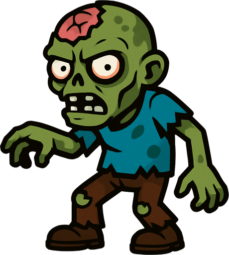 A zombie.
In-Game asset.  2d.  High contrast.  No shadows