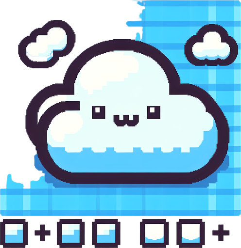 8-bit. Cartoon. cloud. no shadow. no shade. soft borders. Single Game Texture. In-Game asset. 2d. Blank background. High contrast. No shadows.