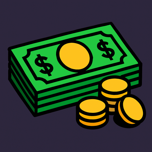 Para.
In-Game asset.  2d.  High contrast.  No shadows. Money