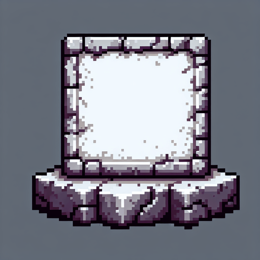 pixel art of a empty stone slab.
Single Game Texture. In-Game asset. 2d. Blank background. High contrast. No shadows.