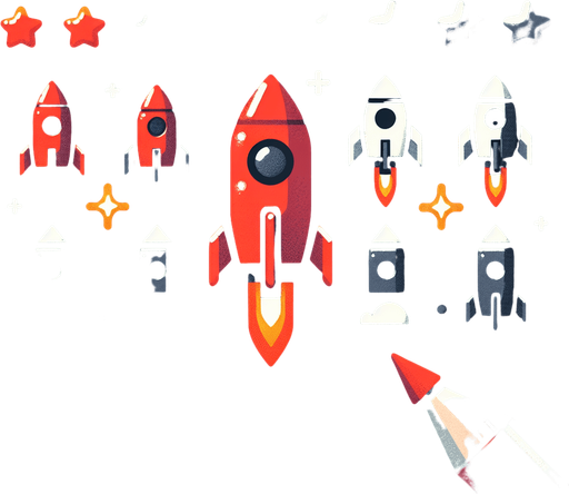 rocket powerups.
Single Game Texture.  In-Game asset.  2d.  Blank background.  High contrast.  No shadows