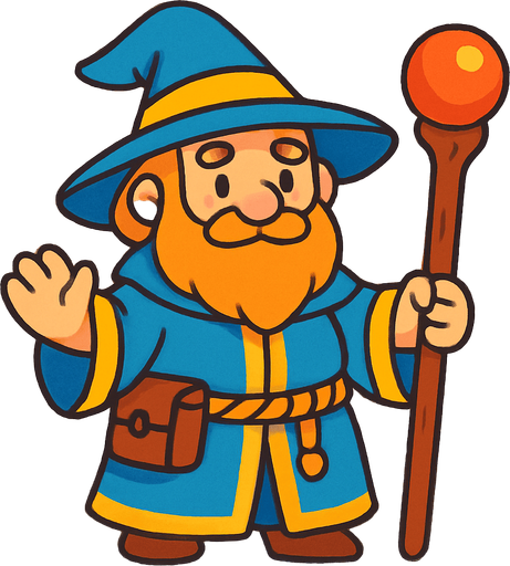 friendly wizard. rpg. 2d. no shadows.