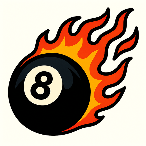 8 ball billard with fire.
In-Game asset.  2d.  High contrast.  No shadows