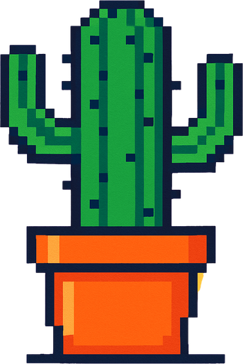 Cactus 2d style pixel 1980.
2d.  High contrast.  No shadows. 2d