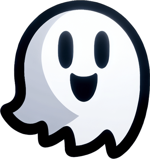 A ghost in cartoon style.
Single Game Texture. In-Game asset. 2d. Blank background. High contrast. No shadows.
