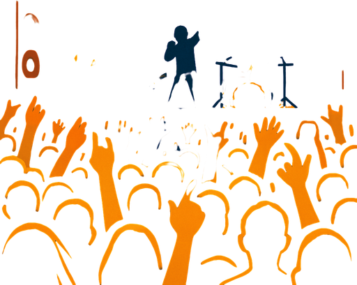 dinleyicelerin olsun kalabalık bir konser ortamı arka plan.
In-Game asset.  2d.  High contrast.  No shadows