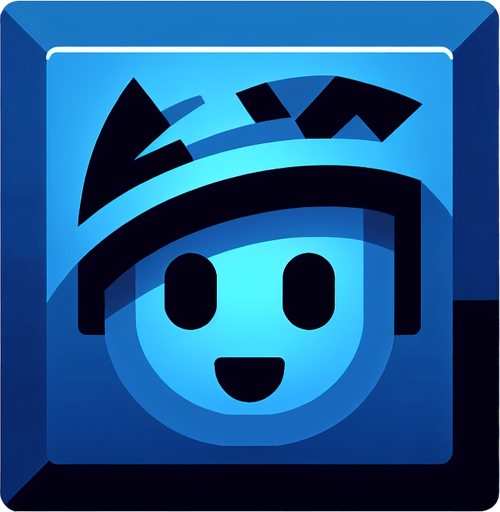 Perfectly square bright cobalt blue necromant head with cute happy face. Cartoon style. spooky art style. Simple vector style. No Shadows Single Game Texture. In-Game asset. 2d. Blank background. High contrast. No shadows.