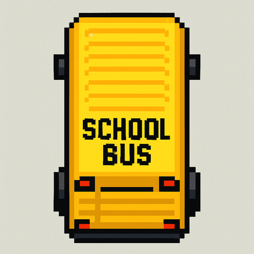 Draw 2d pixel school bus top view yellow..
In-Game asset.  2d.  High contrast.  No shadows