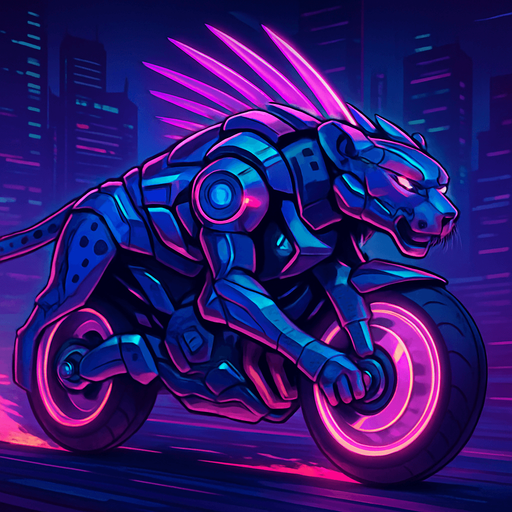 cyberpunk American anime koraidon Miraidon-esque motorcycle animal futuristic cheetah-meets-motorcycle