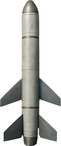 Realistic guided missile seen from above