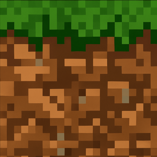 Minecraft ground.
In-Game asset.  2d.  High contrast.  No shadows