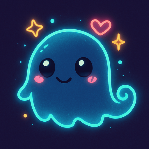 Kawaii neon ghost spirit creature style of Pokémon