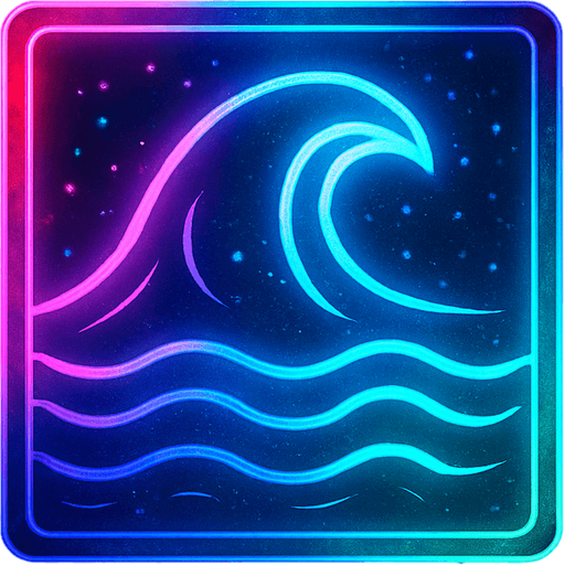 Ability icon 'Water flood' . cyberpunk. abstract. Futuer. different colors. HD colors