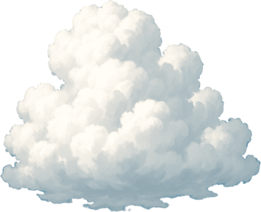 draw realistic cloud.
In-Game asset.  2d.  High contrast.  No shadows