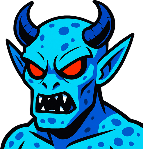 A blue demon alien.
In-Game asset.  High contrast.  No shadows