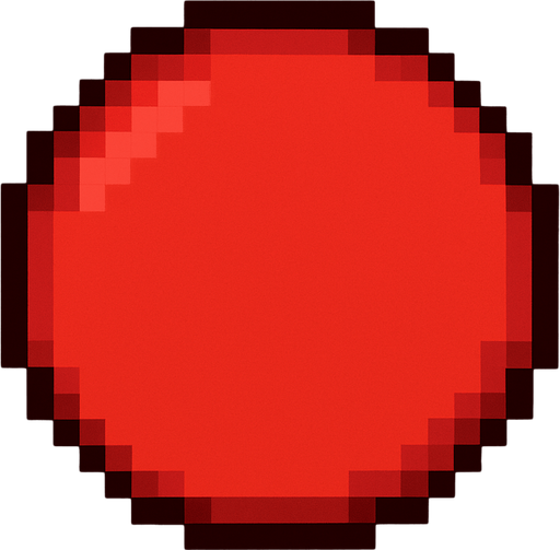 pixel art circle red.
In-Game asset.  2d.  High contrast.  No shadows