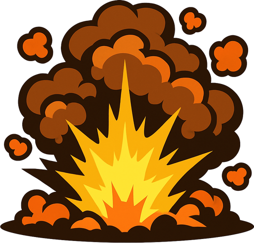 patlama efekti alev duman.
In-Game asset.  2d.  High contrast.  No shadows