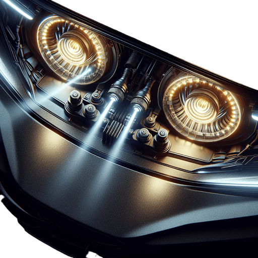 photorealistic car headlights light, top view