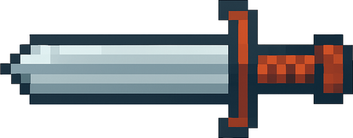 espada de pixeles orizontal.
In-Game asset.  2d.  High contrast.  No shadows