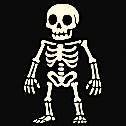 skeleton.
In-Game asset.  2d.  High contrast.  No shadows