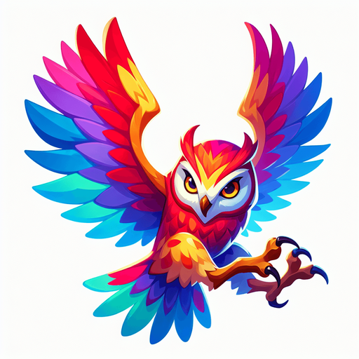 An owl with talons extended downwards and wings up. Looking down. Color
Single Game Texture. In-Game asset. 2d. Blank background. High contrast. No shadows.