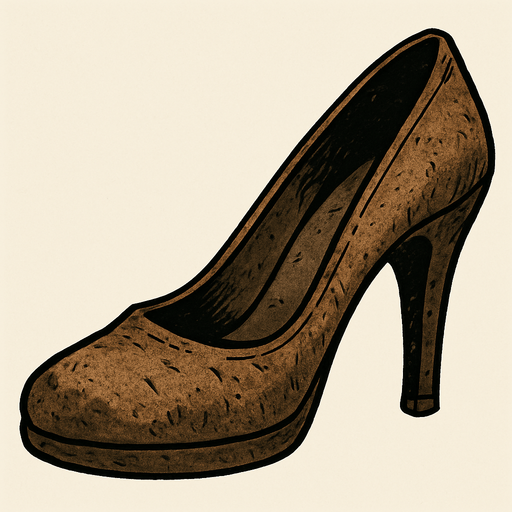 A well worn high heel shoe.
In-Game asset.  2d.  High contrast.  No shadows