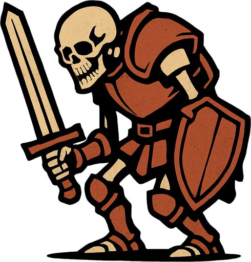 kemikten bir şovalye istiyorum biraz kambur dursun.
In-Game asset.  2d.  High contrast.  No shadows