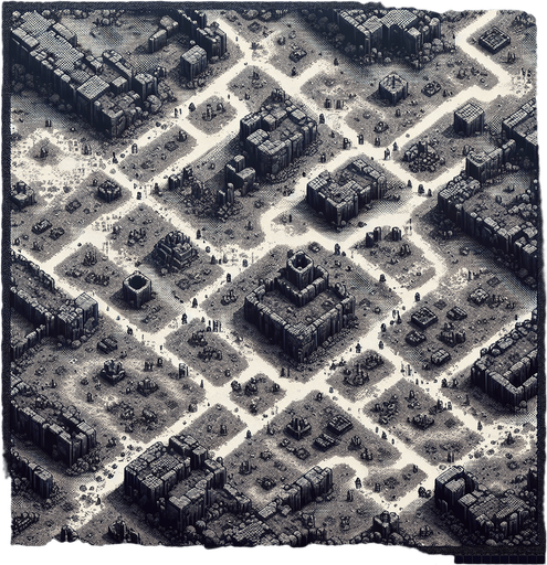 Make a birds eye view of an abandoned ancient battlefield in an 8bit style that would make a good background for a mobile game that would fill the entire screen with no walls.
Single Game Texture. In-Game asset. 2d. Blank background. High contrast. No shadows.