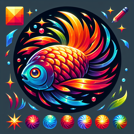 A fish.
Single Game Texture.  In-Game asset.  Blank background.  High contrast.  No shadows