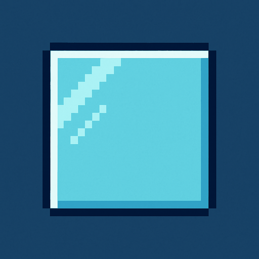 Make a 2D top down pixelated flat image of glass.
In-Game asset.  2d.  High contrast.  No shadows