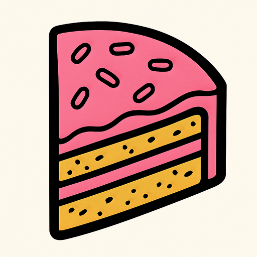 a quarter section of the cake viewed from above.
In-Game asset.  2d.  High contrast.  No shadows