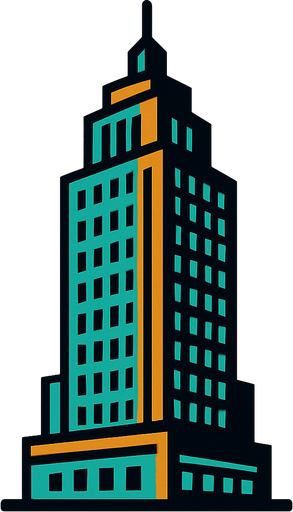 skyscraper.
In-Game asset.  2d.  High contrast.  No shadows