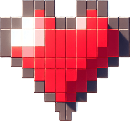 pixalated heart empty Single Game Texture. In-Game asset. 2d. Blank background. High contrast. No shadows.