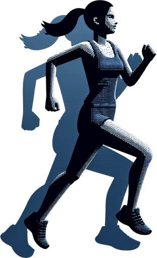 A person running.
Single Game Texture. In-Game asset. 2d. Blank background. High contrast. No shadows.