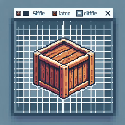 pixel art of a crate, flat side view . Single Game Texture. In-Game asset. 2d. Blank background. High contrast. No shadows.