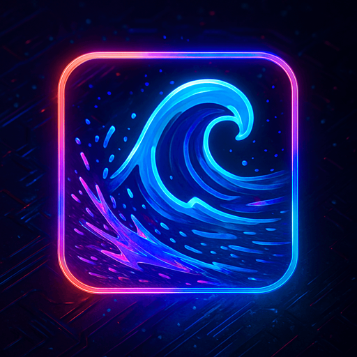 Ability icon 'Water flood' . cyberpunk. abstract. Futuer. different colors. HD colors