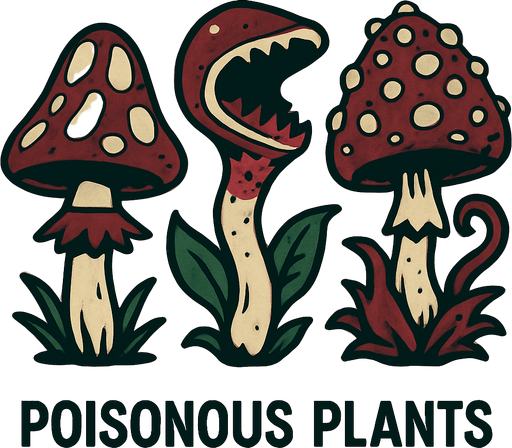 poisonous plants that look like Vinera muscaria.
In-Game asset.  2d.  High contrast.  No shadows