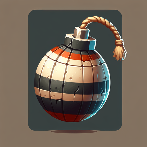bomb.
Single Game Texture.  In-Game asset.  2d.  Blank background.  High contrast.  No shadows
