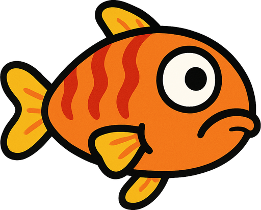 Floppy Fish.
Single Game Texture.  In-Game asset.  2d.  Blank background.  High contrast.  No shadows