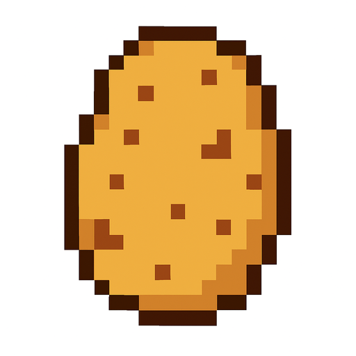 patata de pixeles.
In-Game asset.  2d.  High contrast.  No shadows