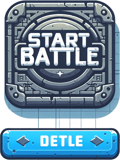 A start Battle button Single Game Texture. In-Game asset. 2d. Blank background. High contrast. No shadows.