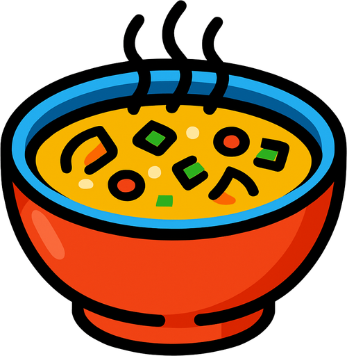 Soupe.
In-Game asset.  2d.  High contrast.  No shadows