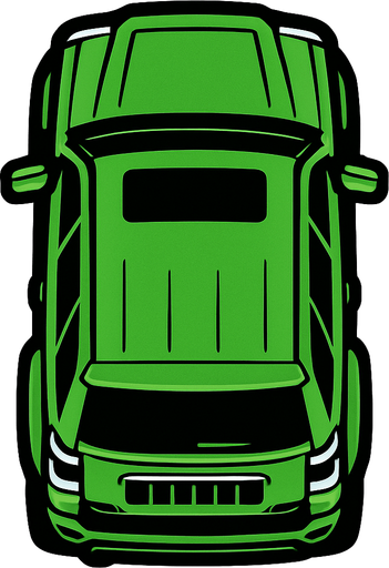 can you make a green top down view suv car.
In-Game asset.  2d.  High contrast.  No shadows