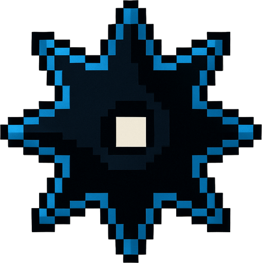 pixel shuriken but 8 edges.
In-Game asset.  2d.  High contrast.  No shadows