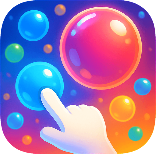 Modern App Store icon, high definition, square with rounded corners, for a game titled "Bubble Pop Frenzy" and with the description "Tap floating bubbles before they escape to rack up points in this addictive arcade challenge.". No text on icon!