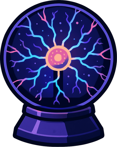 Plasma ball.
In-Game asset.  2d.  High contrast.  No shadows